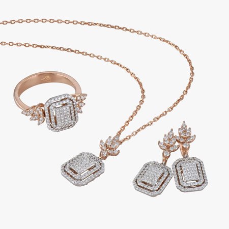 Emerald Form Two-Tone Jewelry Half Set